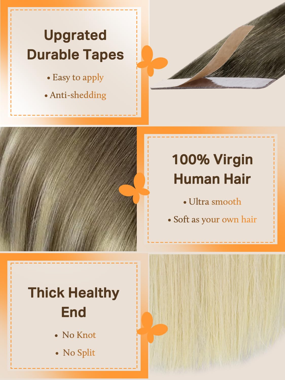 DOORES Tape-In Hair Extensions close-up of hair texture