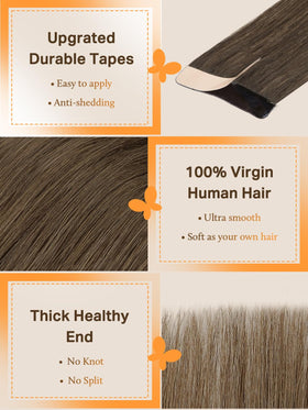 DOORES Tape in Hair Extensions close-up of invisible tape