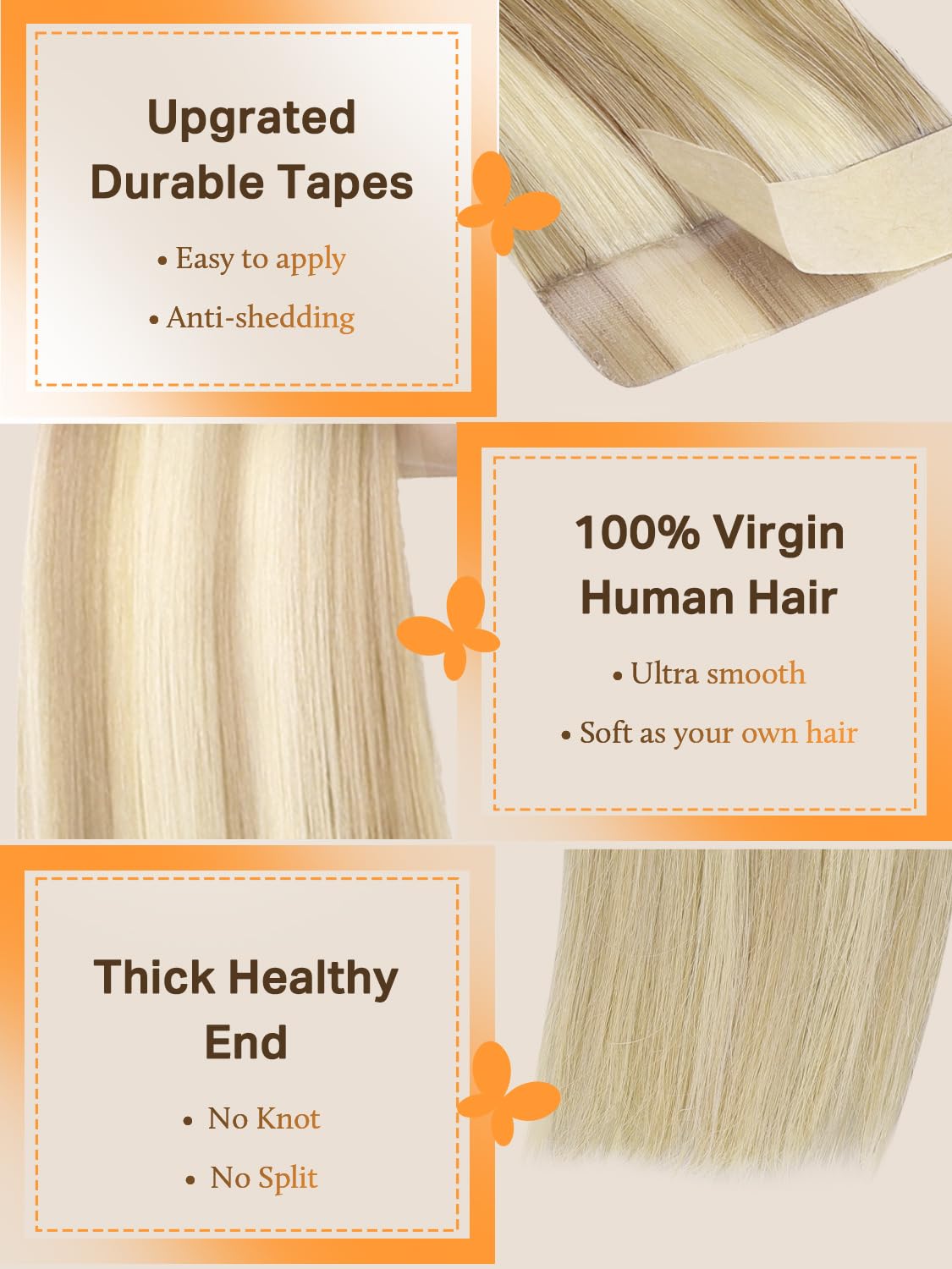 DOORES Tape in Hair Extensions close-up of transparent tape