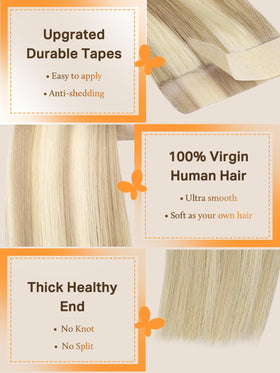 DOORES Tape in Hair Extensions close-up of transparent tape