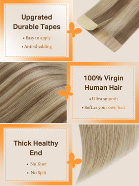 DOORES Tape in Hair Extensions close-up of transparent tape