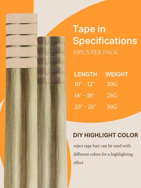 DOORES Tape in Hair Extensions displayed in multiple colours