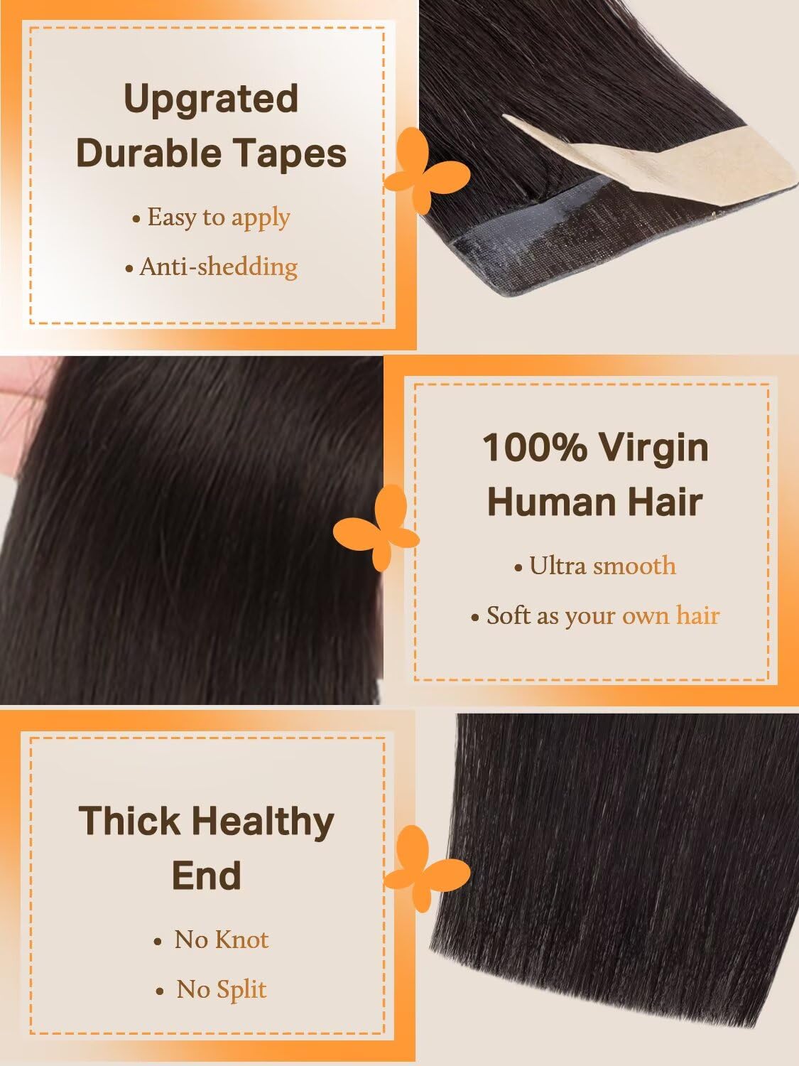 DOORES Tape in Hair Extensions displayed in various colours