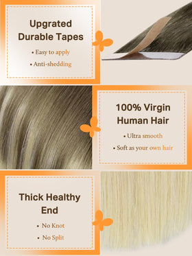 DOORES Tape in Hair Extensions displayed in various colours