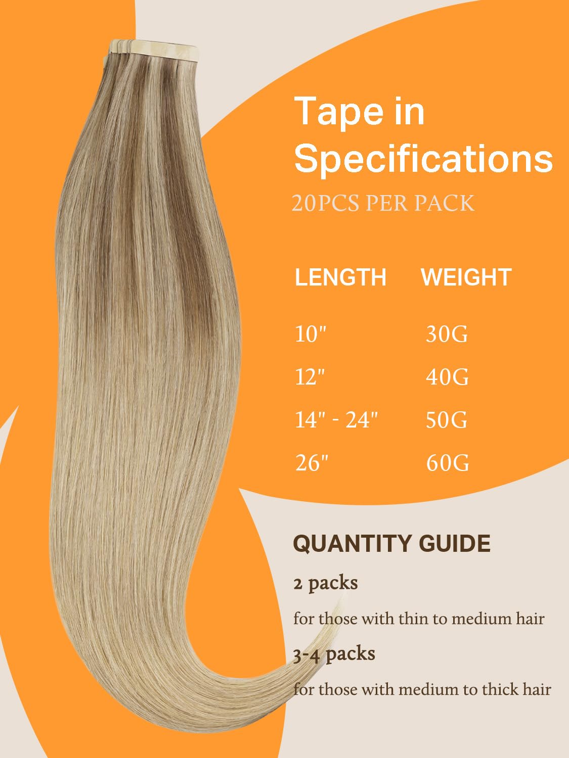 DOORES Tape in Hair Extensions displayed in various colours
