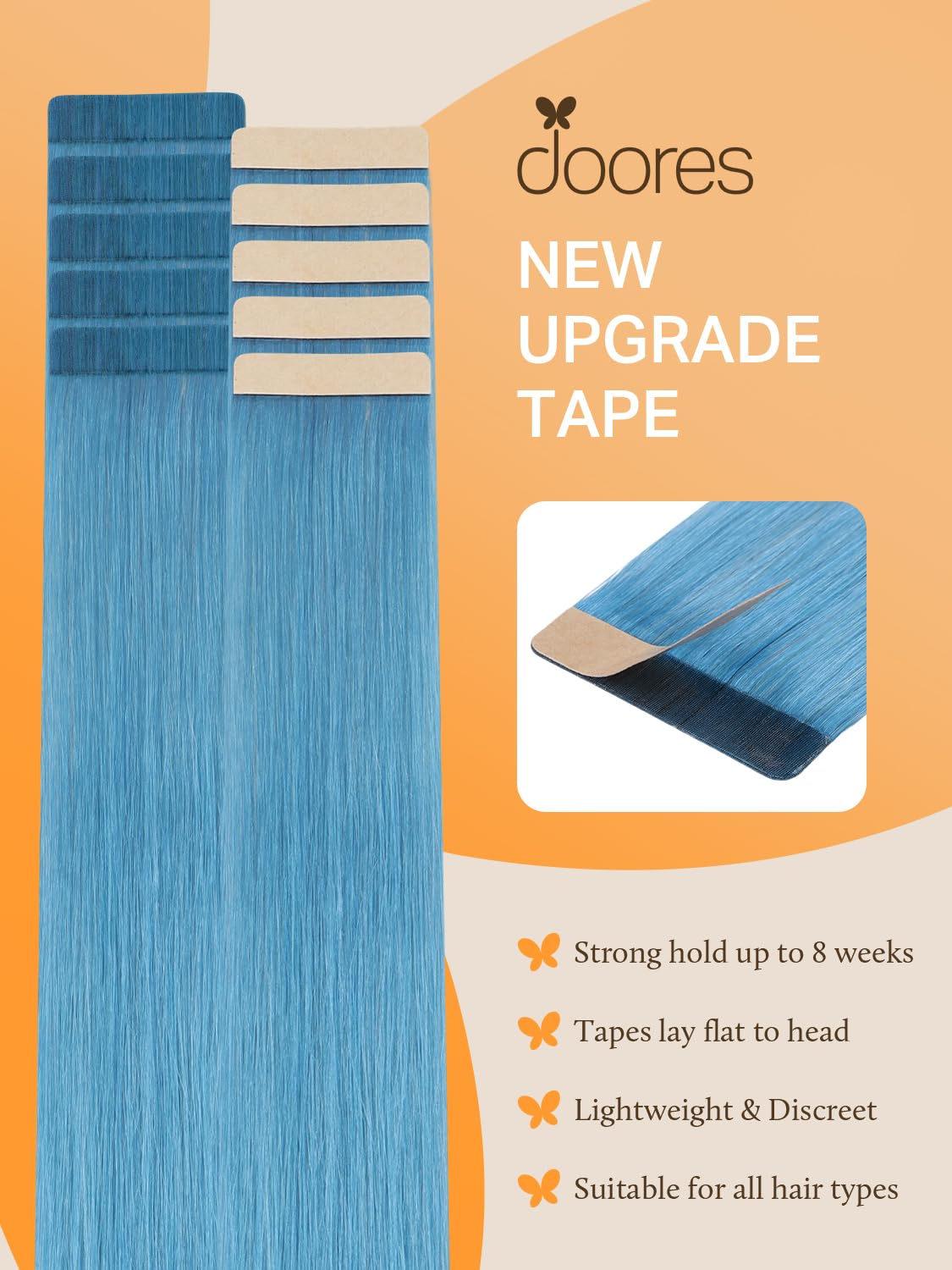 DOORES Tape In Hair Extensions displayed in various lengths