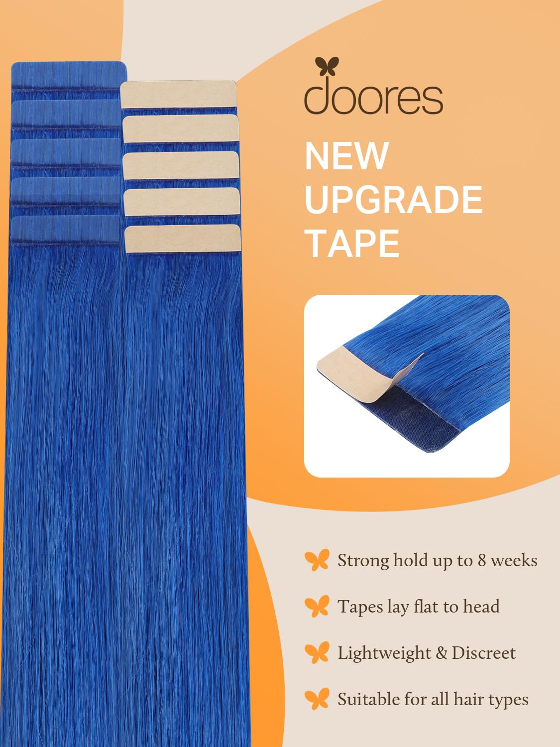 DOORES Tape In Hair Extensions displayed in various lengths