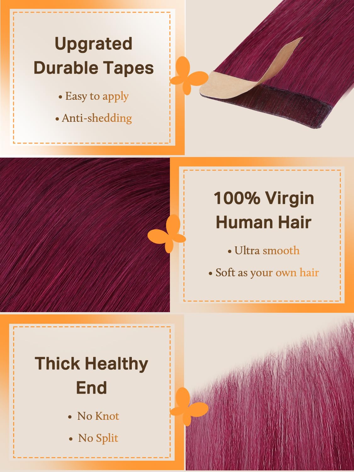 DOORES Tape in Hair Extensions displayed in various popular colours