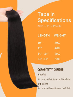 DOORES Tape in Hair Extensions displayed with installation guide