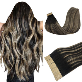 DOORES Tape In Hair Extensions front view showing multiple shades