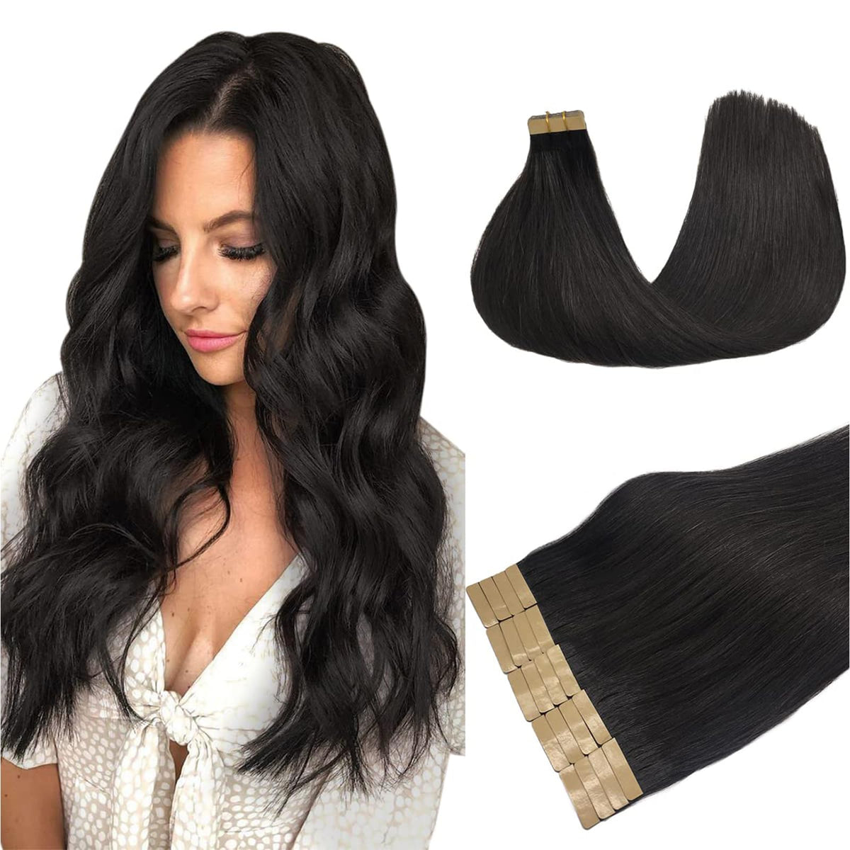 DOORES Tape In Hair Extensions front view with packaging
