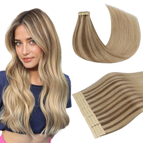 DOORES Tape in Hair Extensions front view with packaging