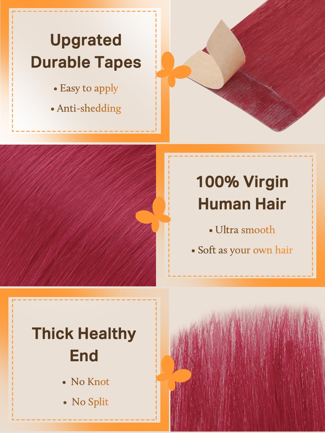 DOORES Tape In Hair Extensions Human Hair close-up of tape