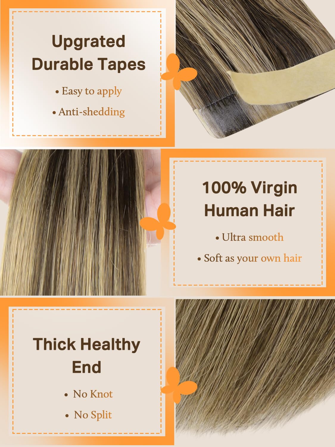 DOORES Tape in Hair Extensions in balayage colour