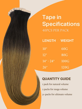 DOORES Tape in Hair Extensions in balayage colour