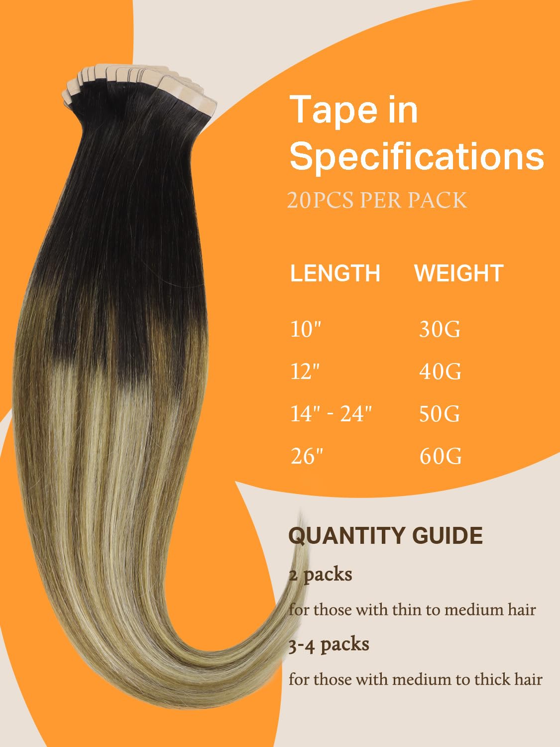 DOORES Tape in Hair Extensions in balayage colour