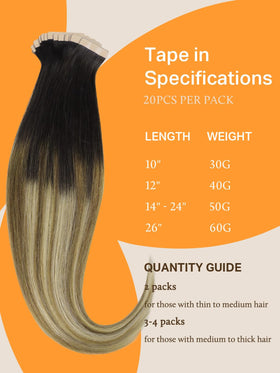 DOORES Tape in Hair Extensions in balayage colour