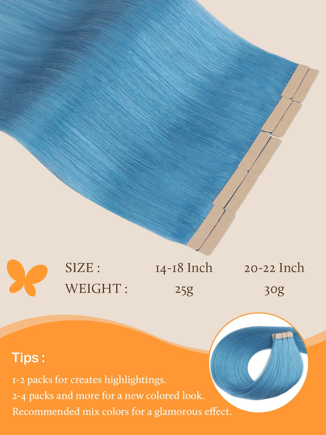 DOORES Tape In Hair Extensions in natural light showing shine