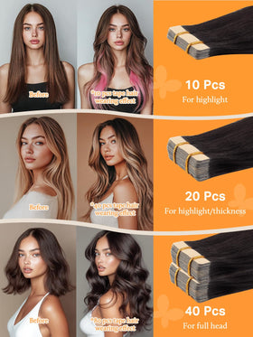 DOORES Tape in Hair Extensions in ombre colour