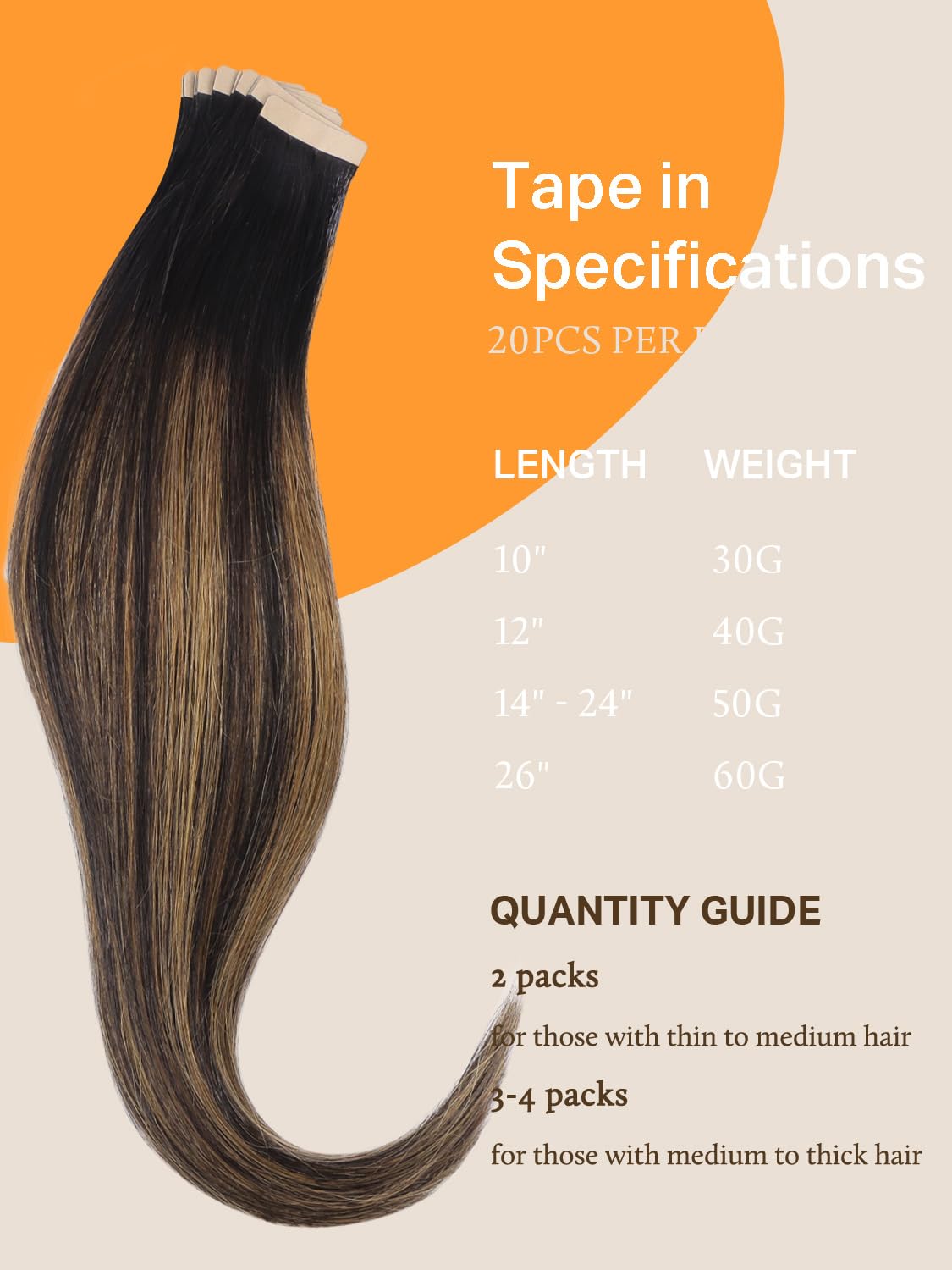 DOORES Tape in Hair Extensions in popular balayage colour