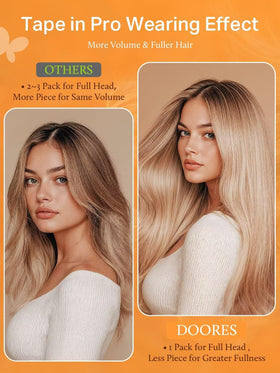 DOORES Tape in Hair Extensions in solid colour