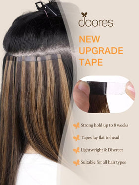 DOORES Tape in Hair Extensions in solid colour options