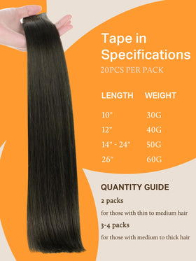 DOORES Tape in Hair Extensions in various available colours
