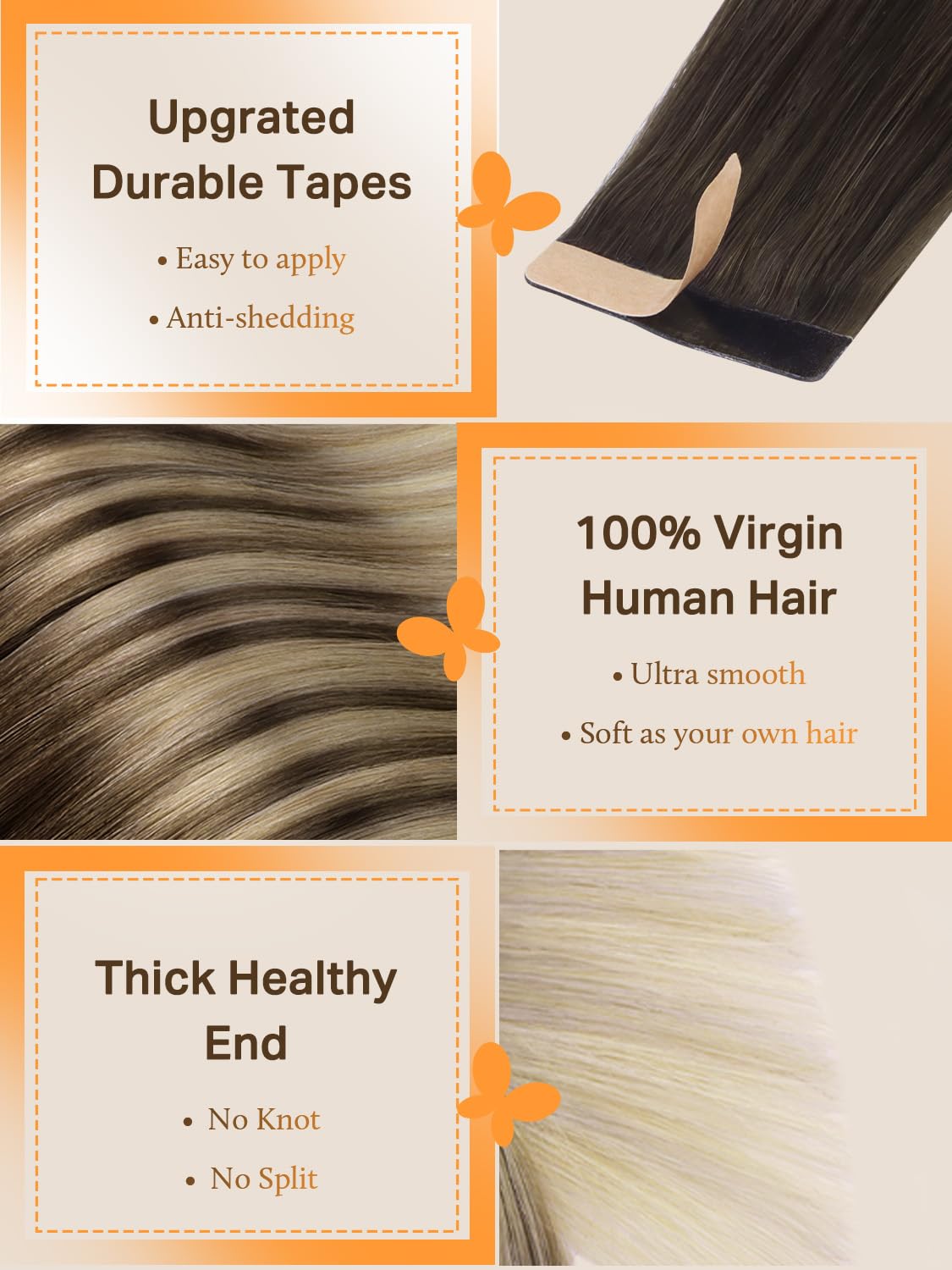 DOORES Tape in Hair Extensions in various colour options
