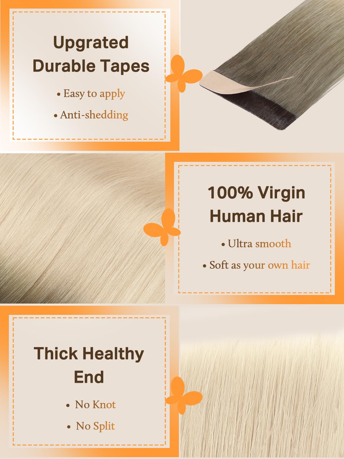 DOORES Tape in Hair Extensions in various colour options