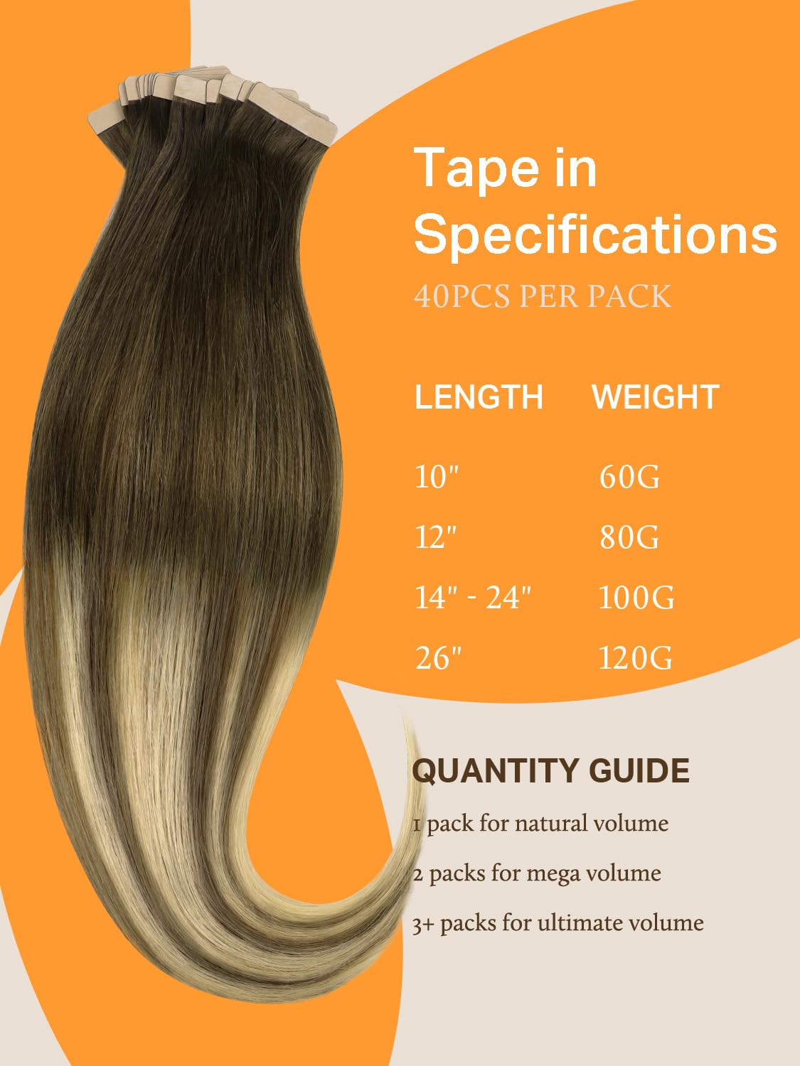 DOORES Tape in Hair Extensions in various colours