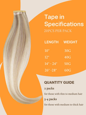 DOORES Tape In Hair Extensions in various lengths and shades