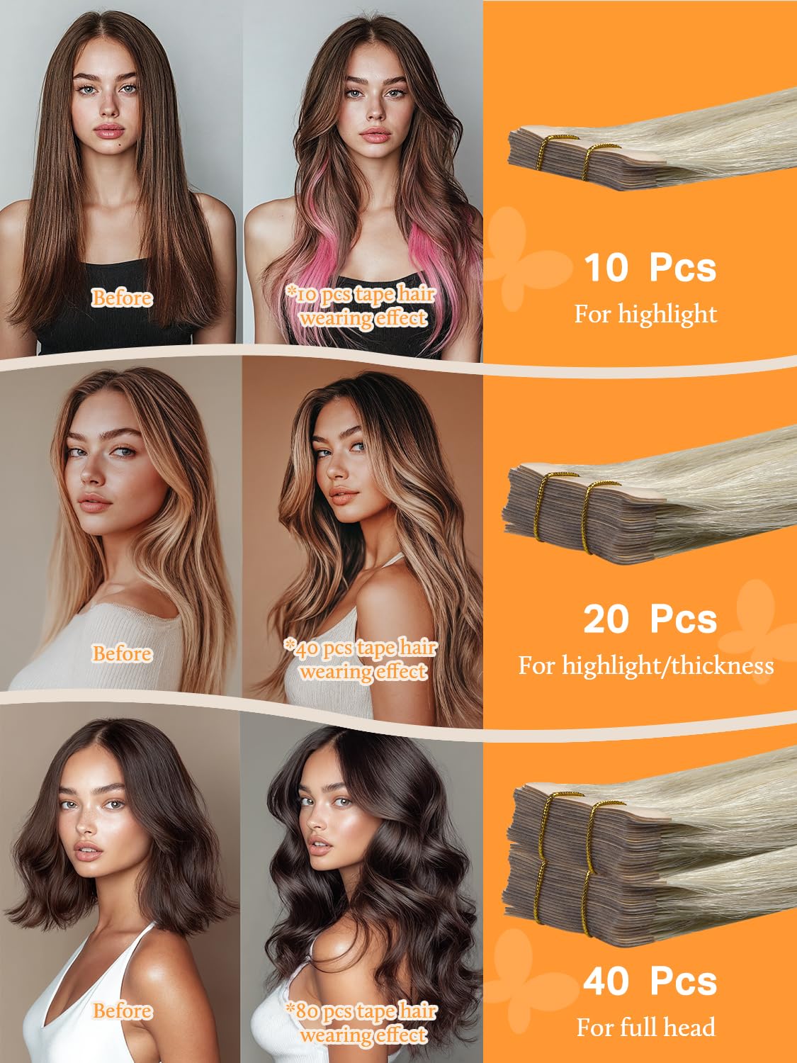 DOORES Tape in Hair Extensions installation process