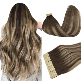 DOORES Tape in Hair Extensions pack front view with 20 pieces