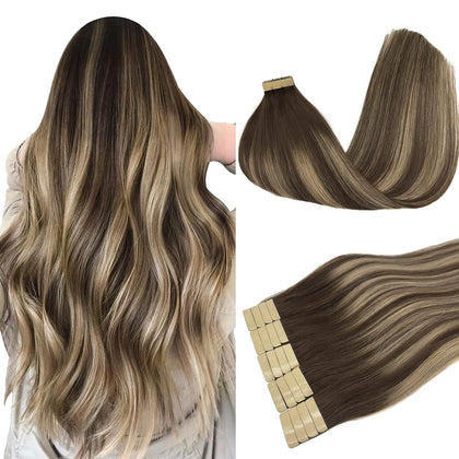 DOORES Tape in Hair Extensions pack front view with 20 pieces