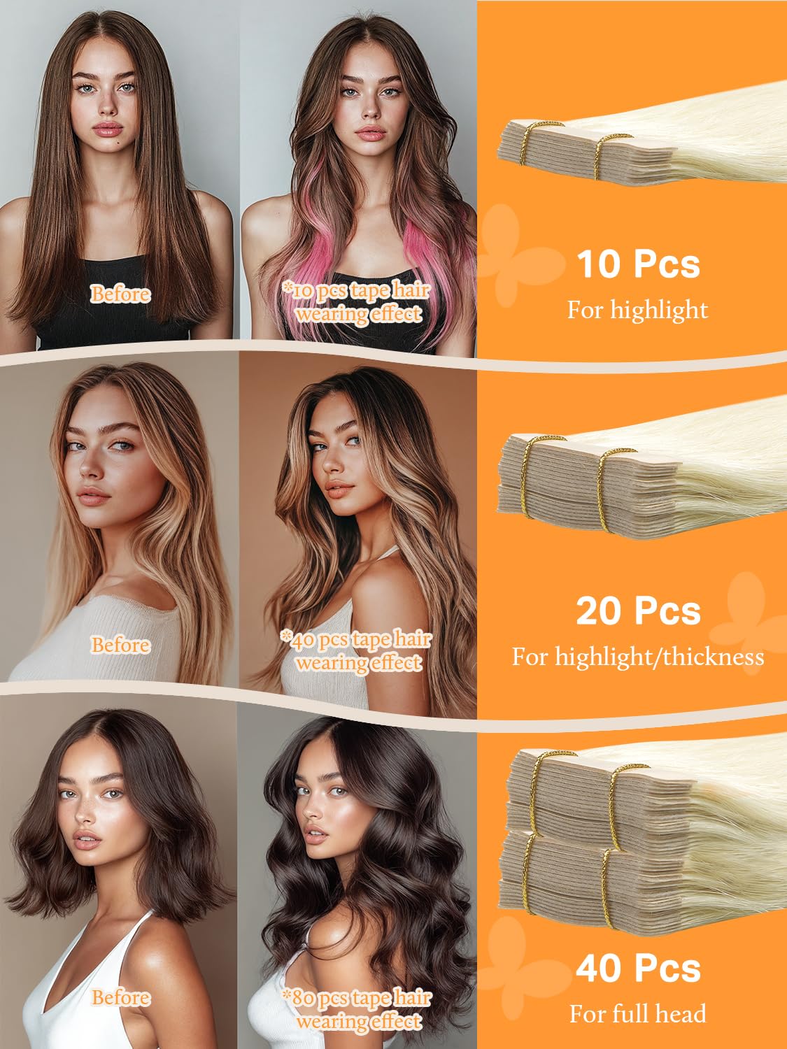 DOORES Tape in Hair Extensions packaging details