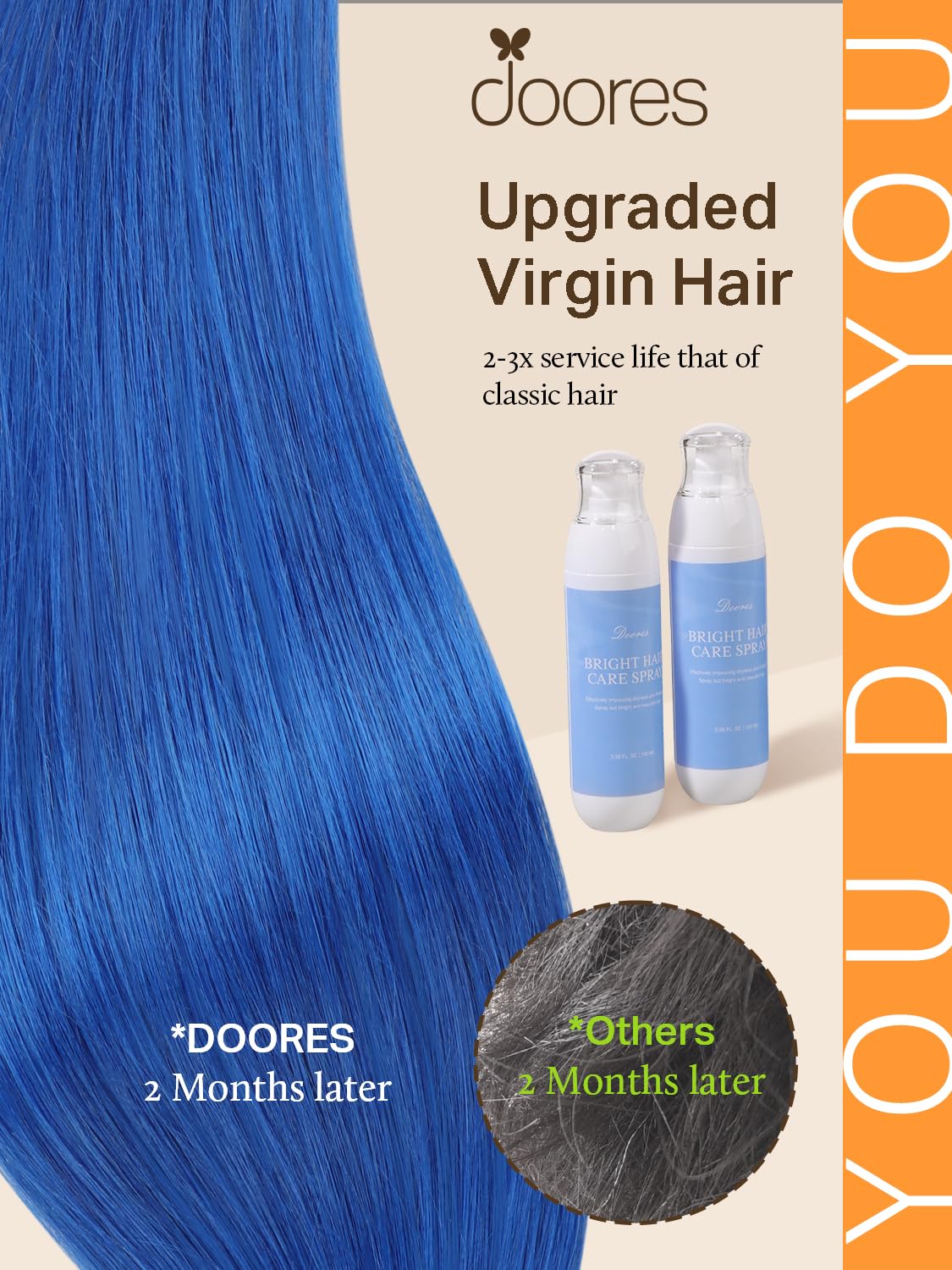 DOORES Tape In Hair Extensions packaging with 20+ shades