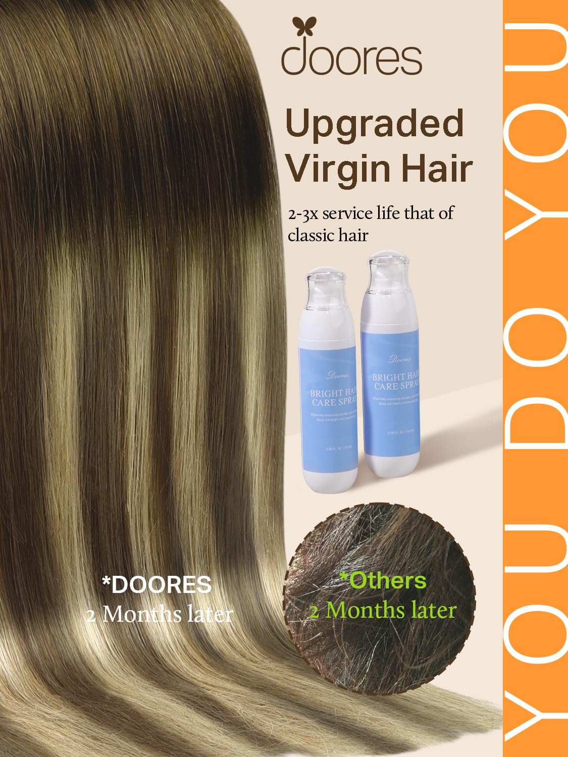 DOORES Tape in Hair Extensions packaging with 40 pieces