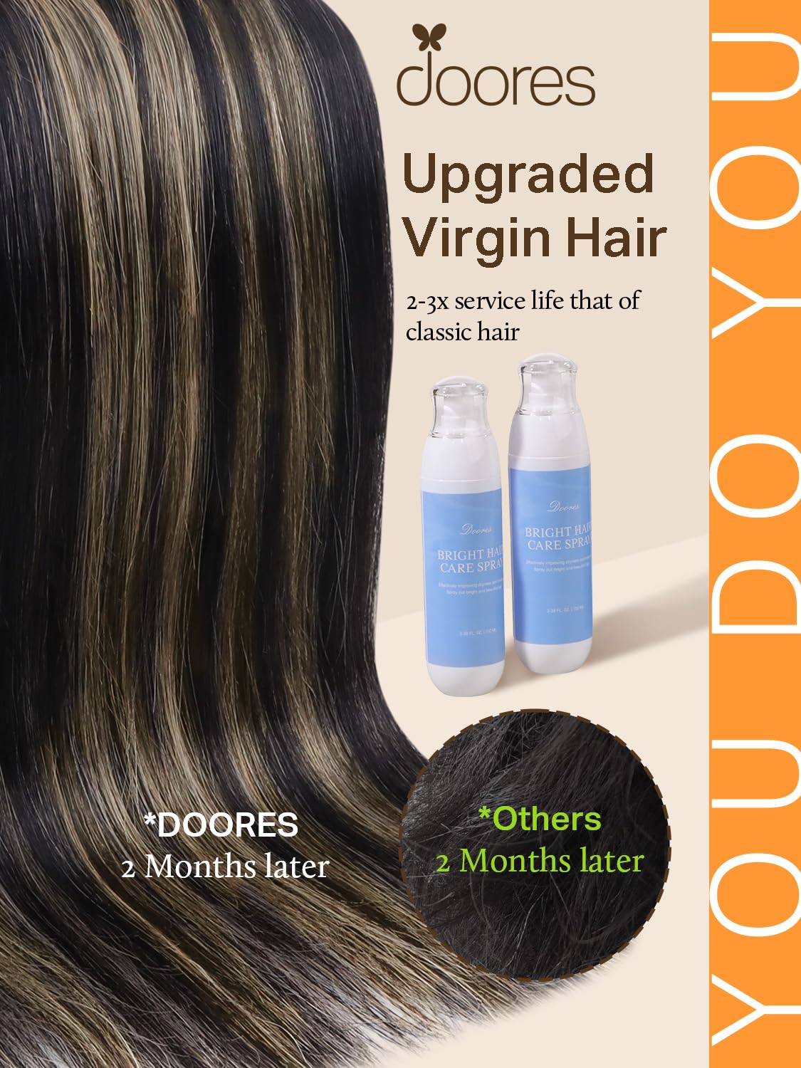 DOORES Tape In Hair Extensions packaging with colour options