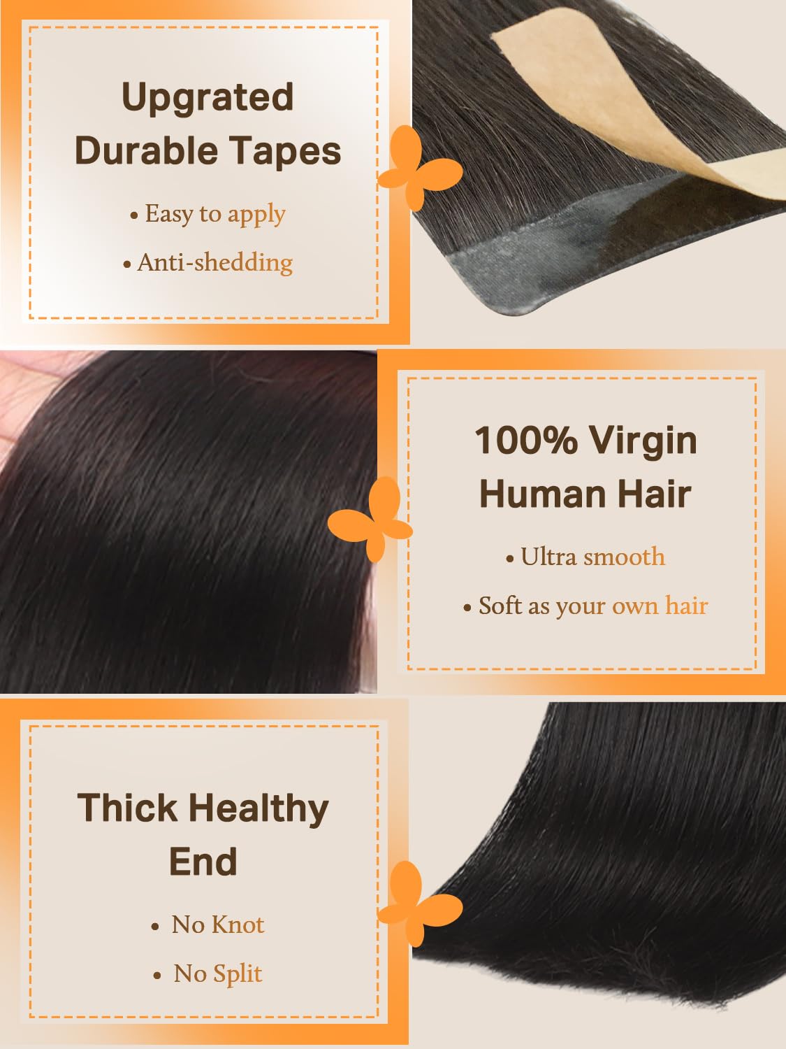 DOORES Tape In Hair Extensions packaging with colour options