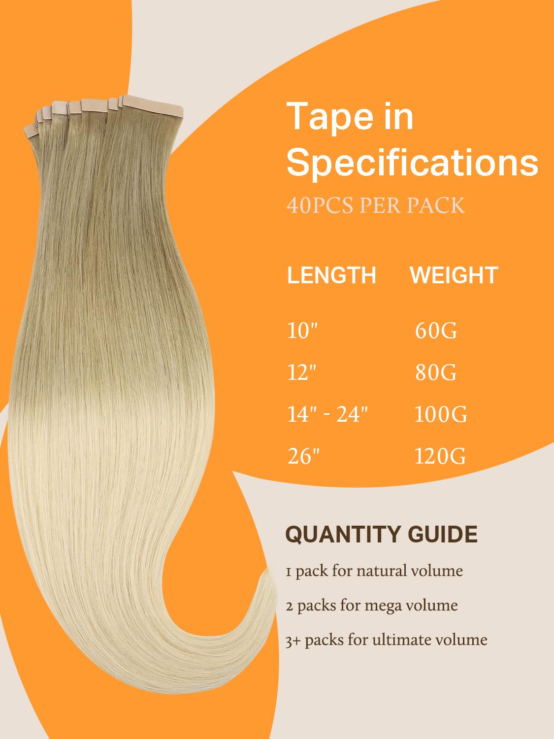 DOORES Tape in Hair Extensions showing length options