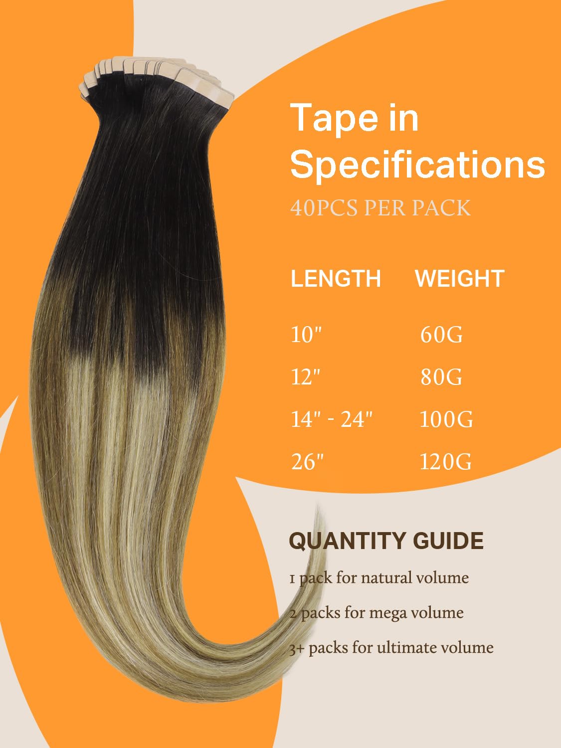 DOORES Tape in Hair Extensions showing length options
