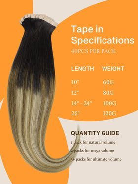 DOORES Tape in Hair Extensions showing length options