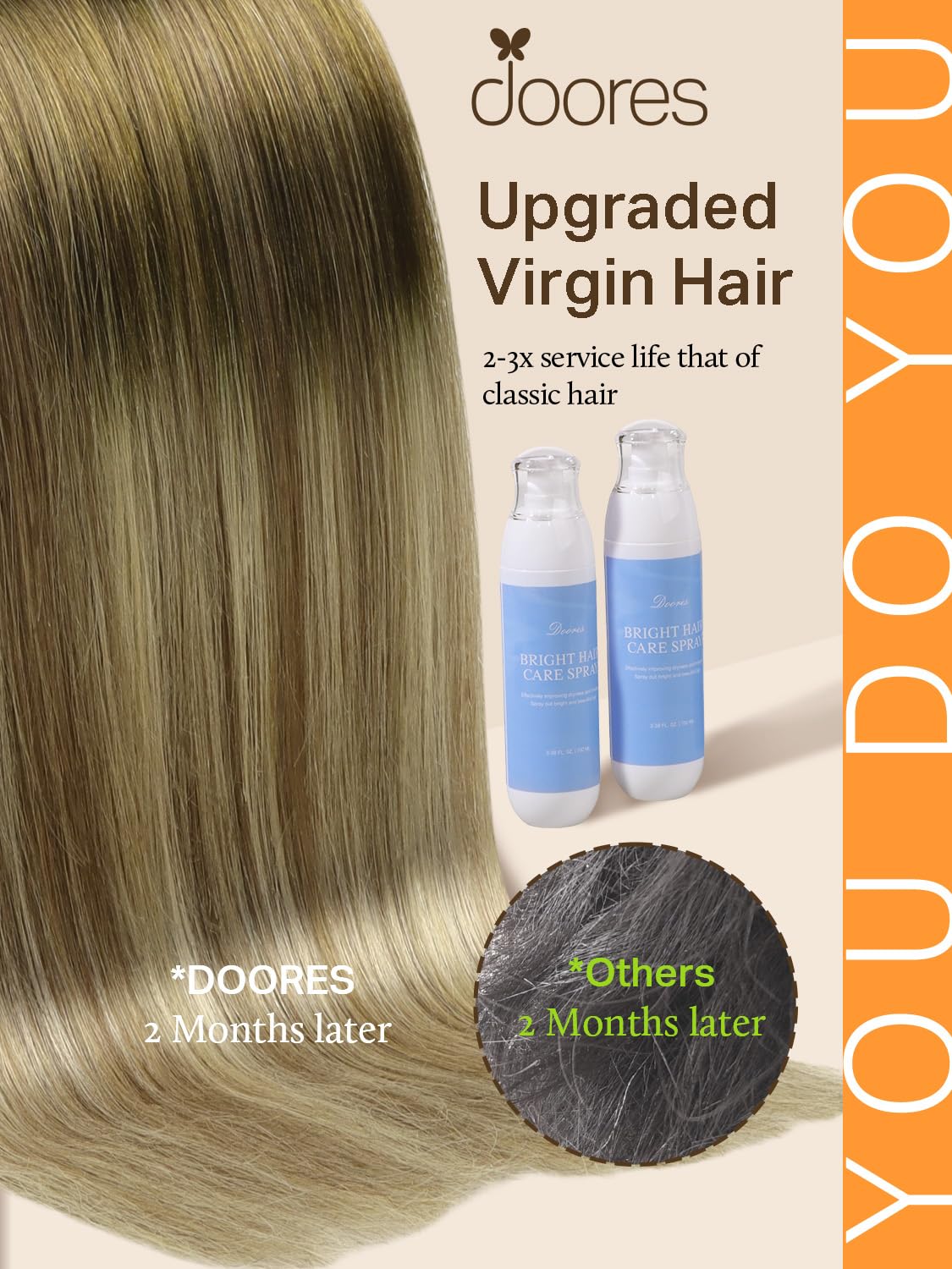 DOORES Tape in Hair Extensions showing various colours