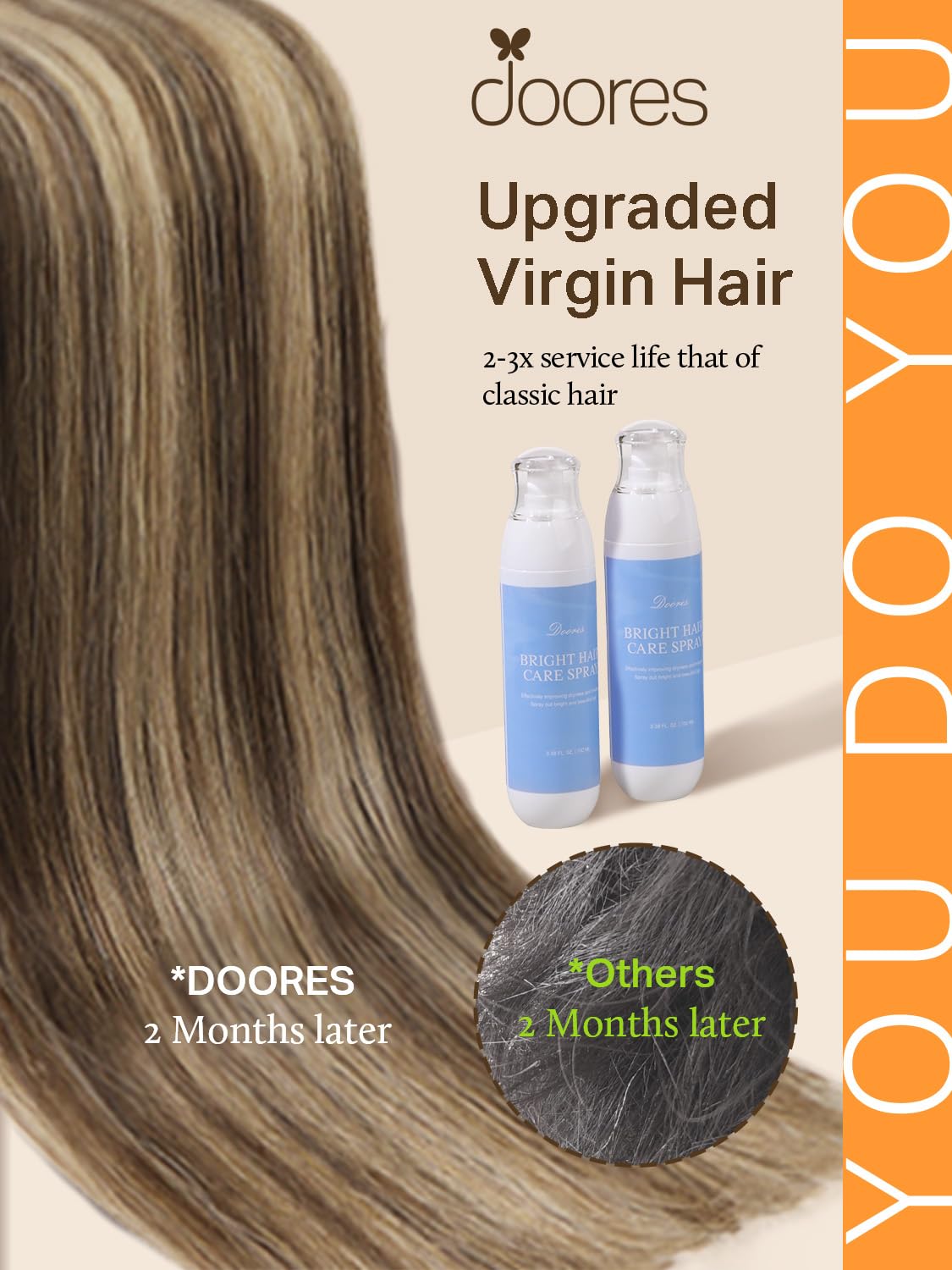 DOORES Tape in Hair Extensions showing various lengths