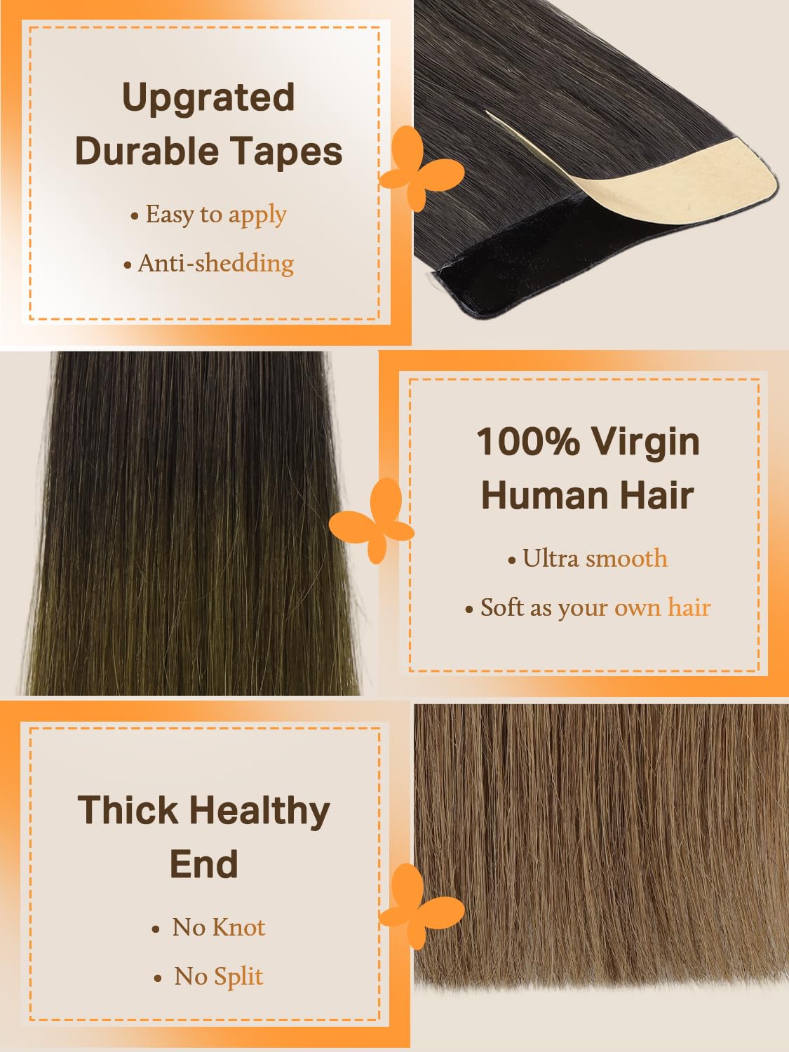 DOORES Tape in Hair Extensions various colour options display