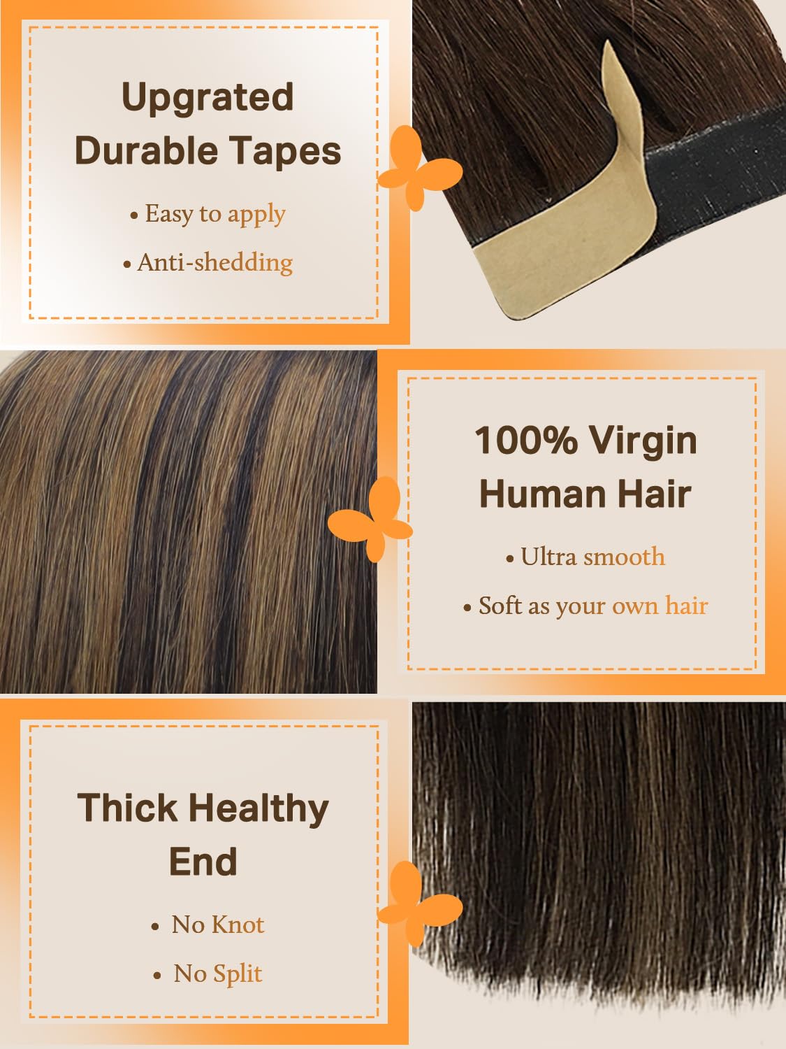 DOORES Tape in Hair Extensions various colour samples