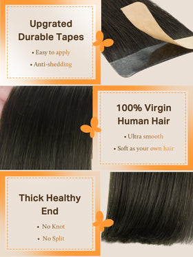 DOORES Tape in Hair Extensions with transparent invisible tape