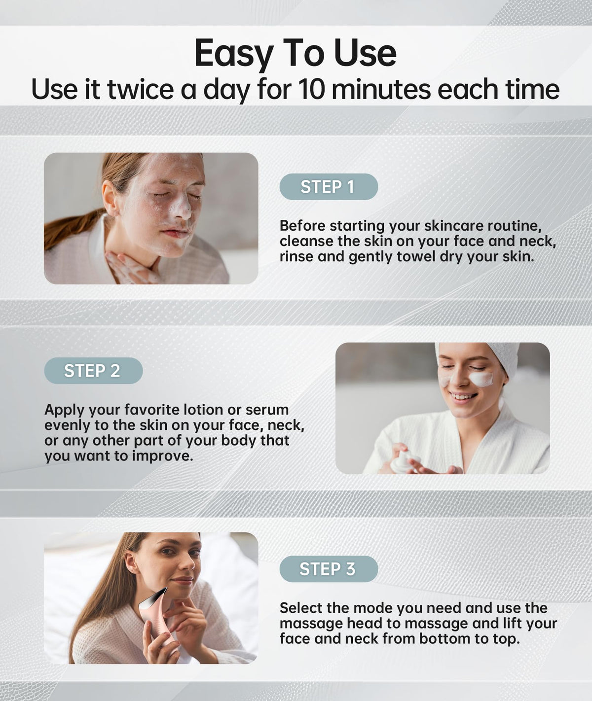 Dopsikn facial massager in use on a model's face