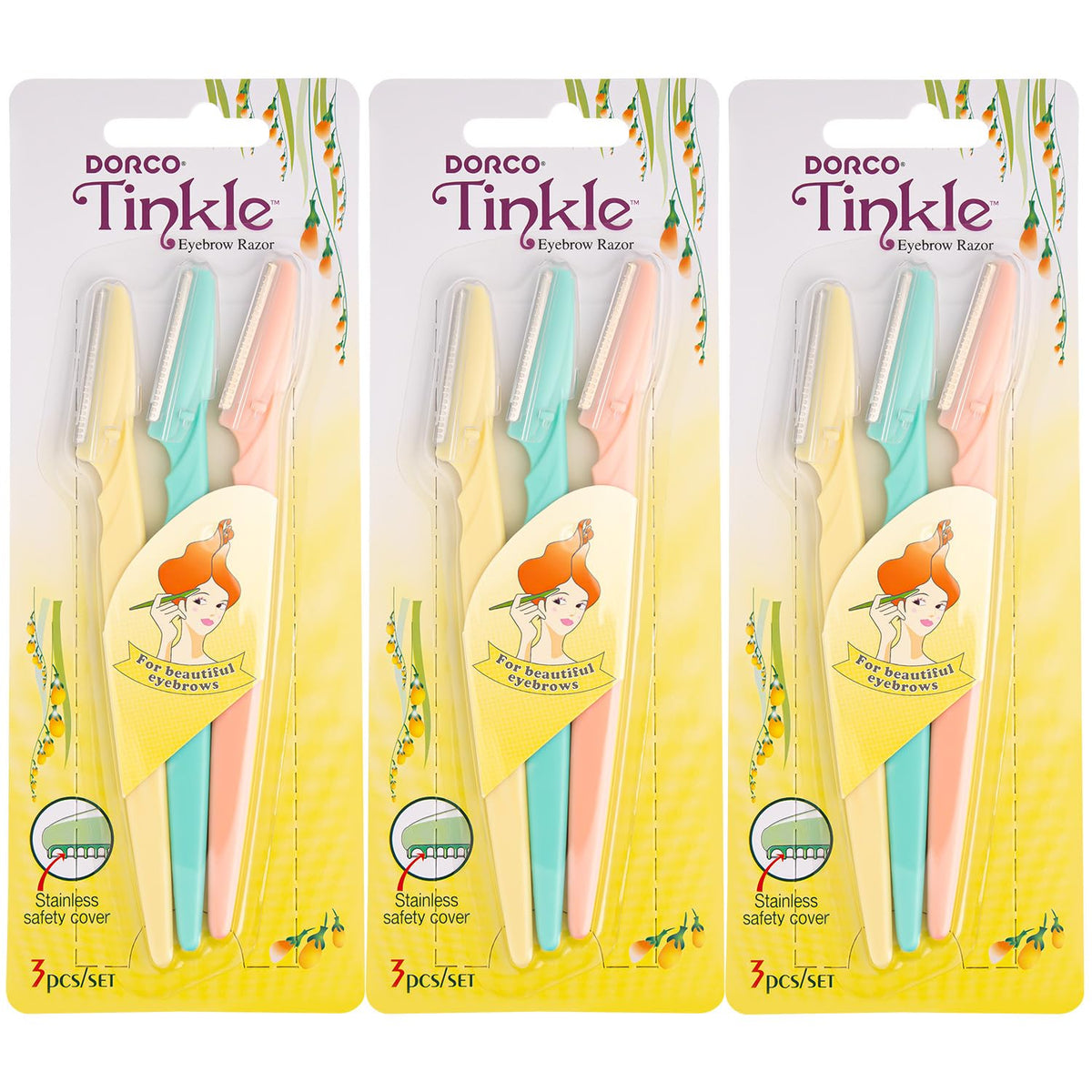 DORCO Tinkle Dermaplaning Tool 9ct front view with protective covers