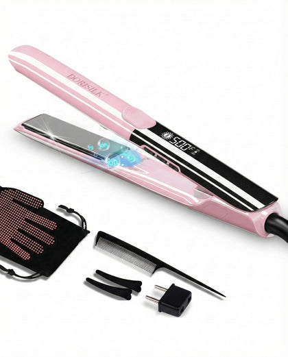 DORISILK 500 Degree Professional Hair Straightener front view in pink